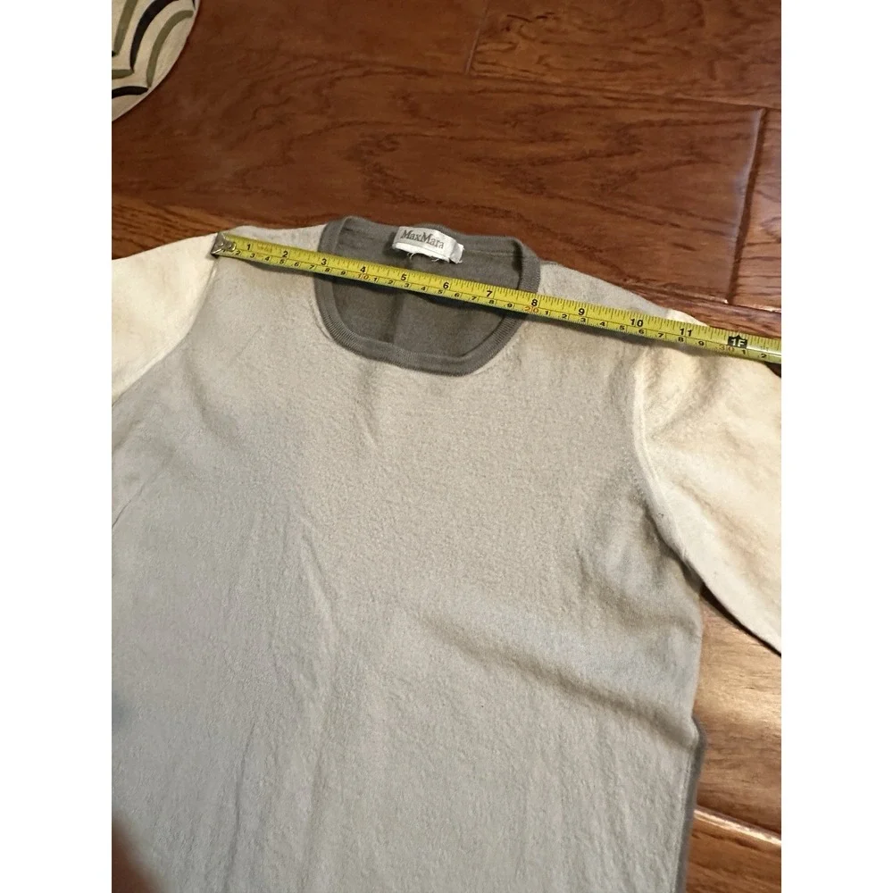 MaxMara Womens Colorblock Wool Knit Sweater Gray Cream Shrunken AS IS